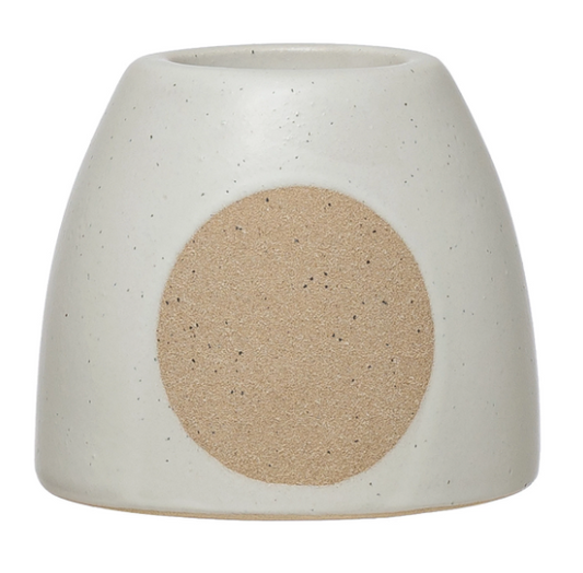 Stoneware Tealight Holder with Circle Design