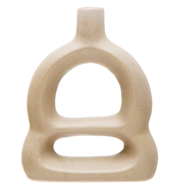 Stoneware Sculptural Vase, Matte Beige