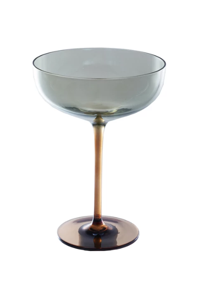 Martini Glass | Iridescent Amber & Green