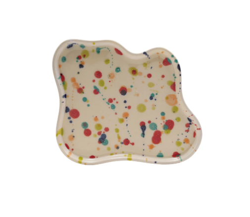 Stoneware Tray, Multicolored Speckled Finish