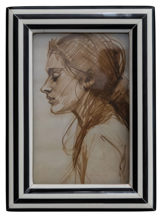 Striped Photo Frame, Black & White (Holds 4" x 6" Photo)