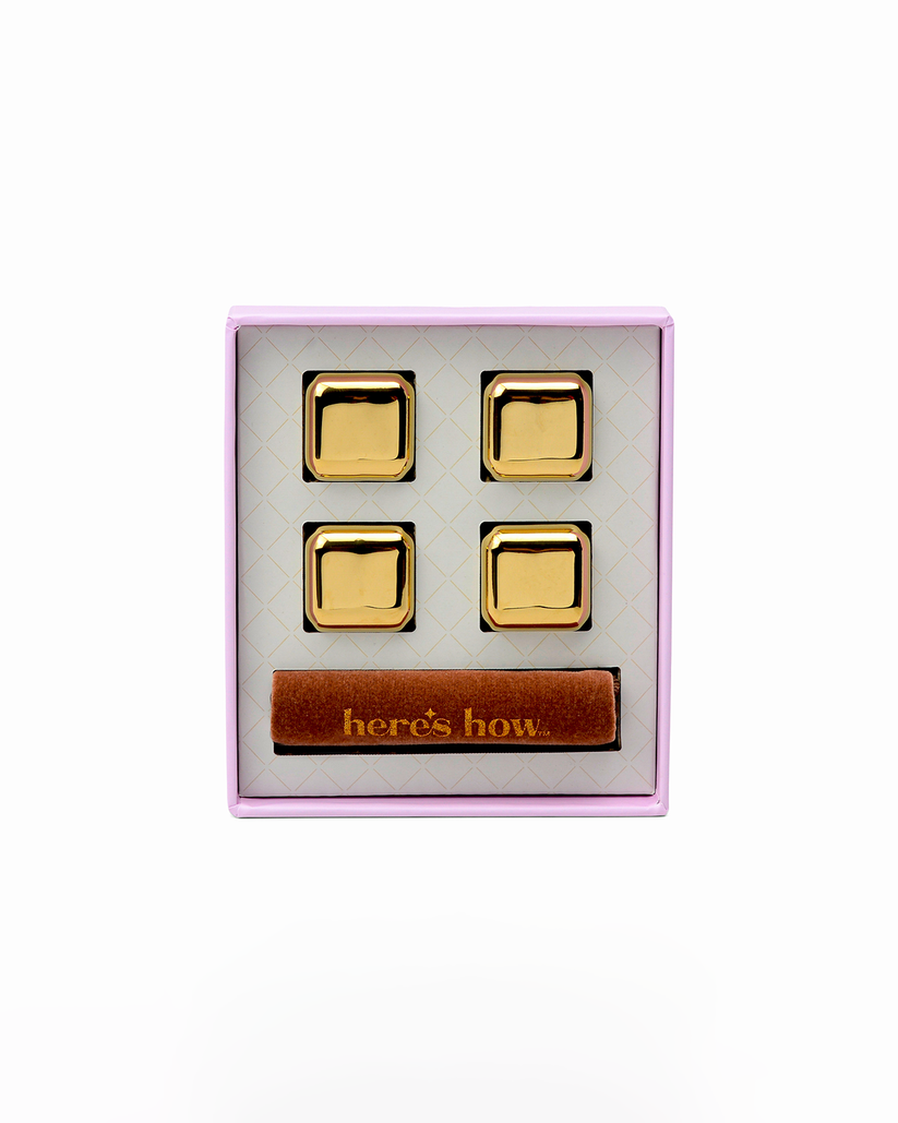 Ruby Cube Cocktail Chillers | Gold | Set of 4