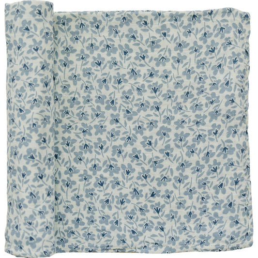 Blue Blossom Muslin Swaddle