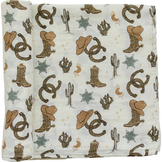 Outlaw Cowboy Muslin Swaddle