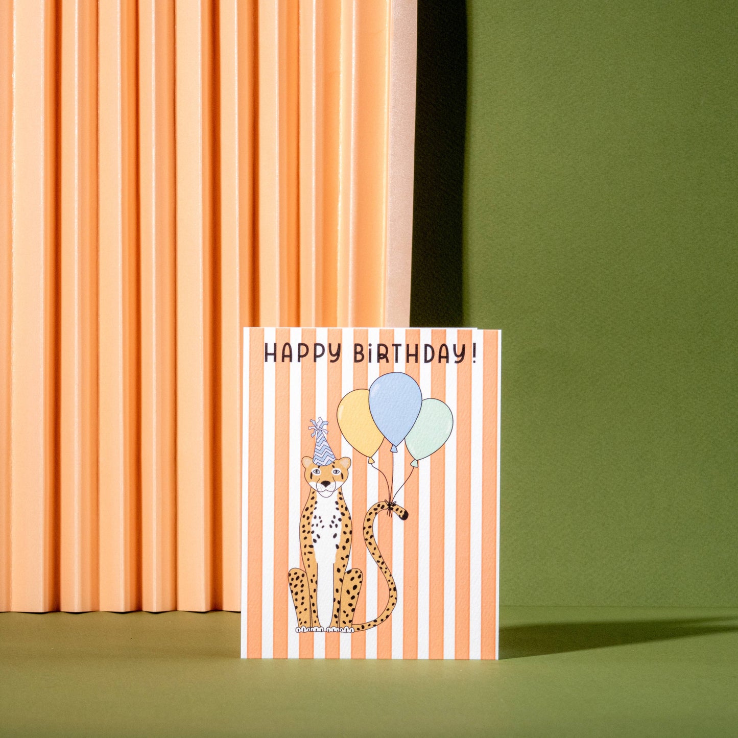 Leopard Balloon Happy Birthday Card
