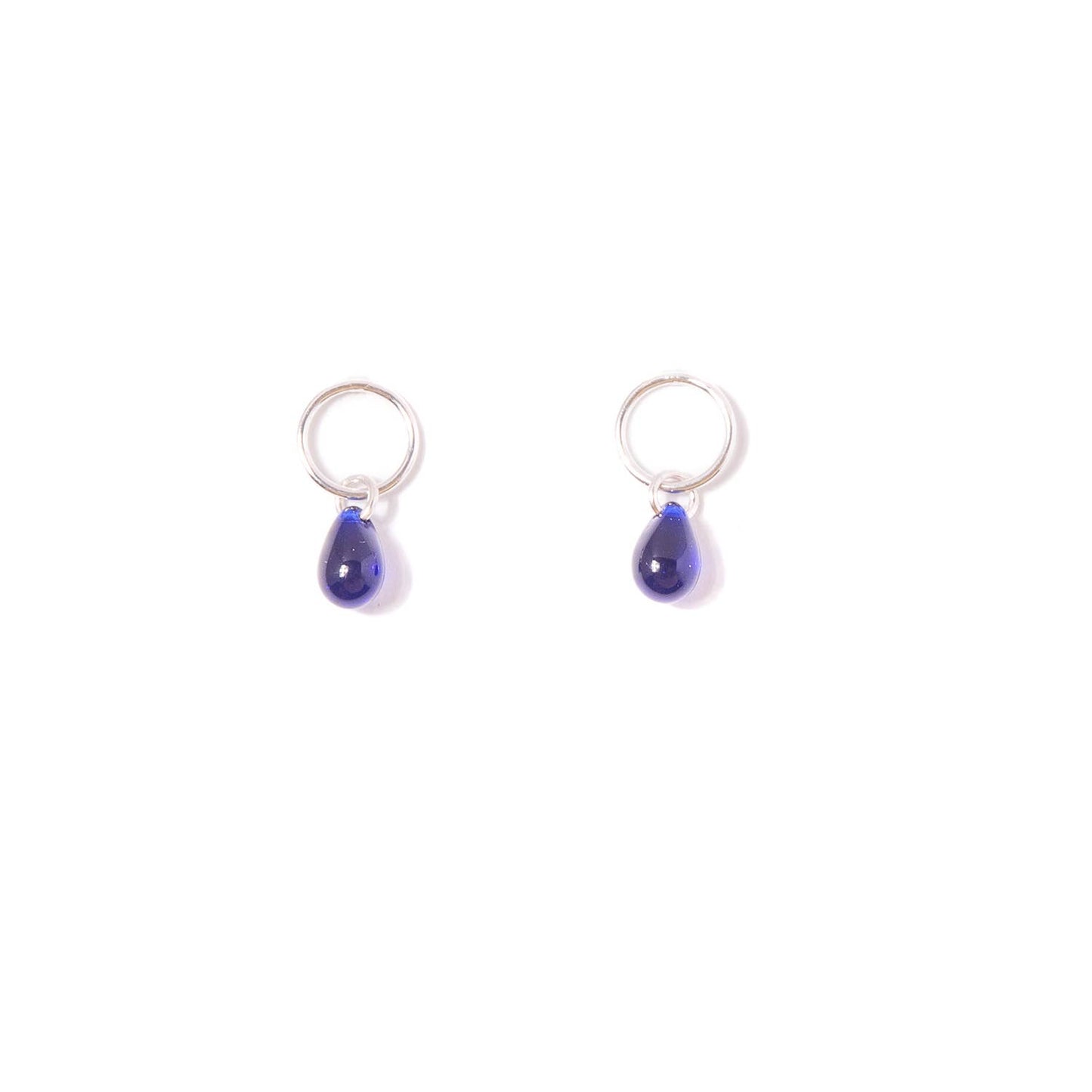 Cobalt Glass Teardrop Stud Earrings | Sterling Silver