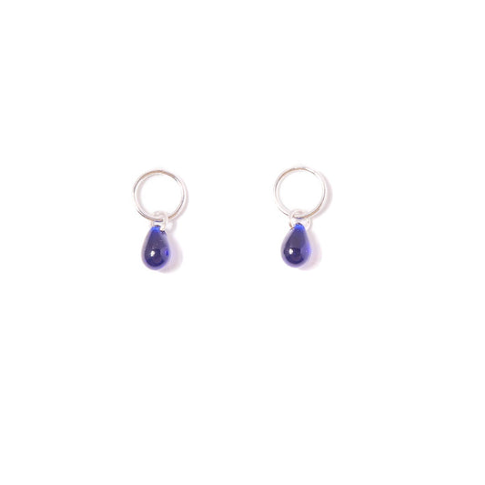 Cobalt Glass Teardrop Stud Earrings | Sterling Silver
