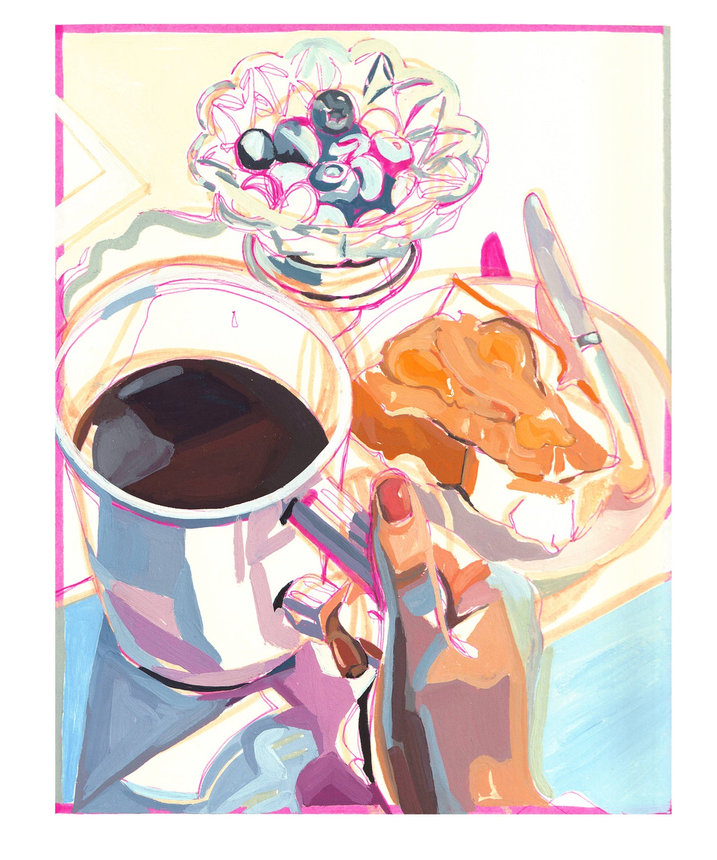 "Peanut Butter & Honey" Coffee and Fruit Signed Giclee Print: 11x14"