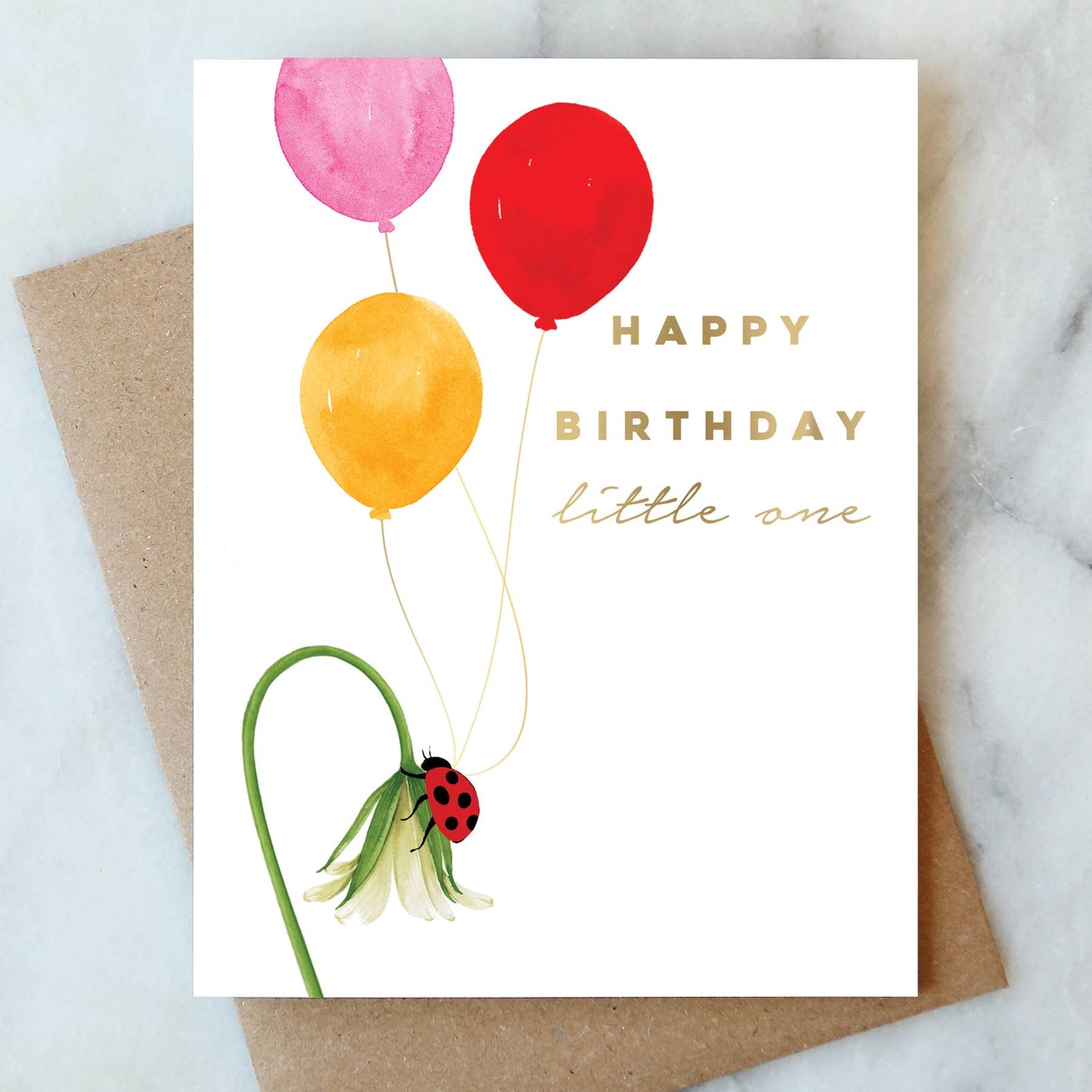Lady Bug Balloons Birthday Card