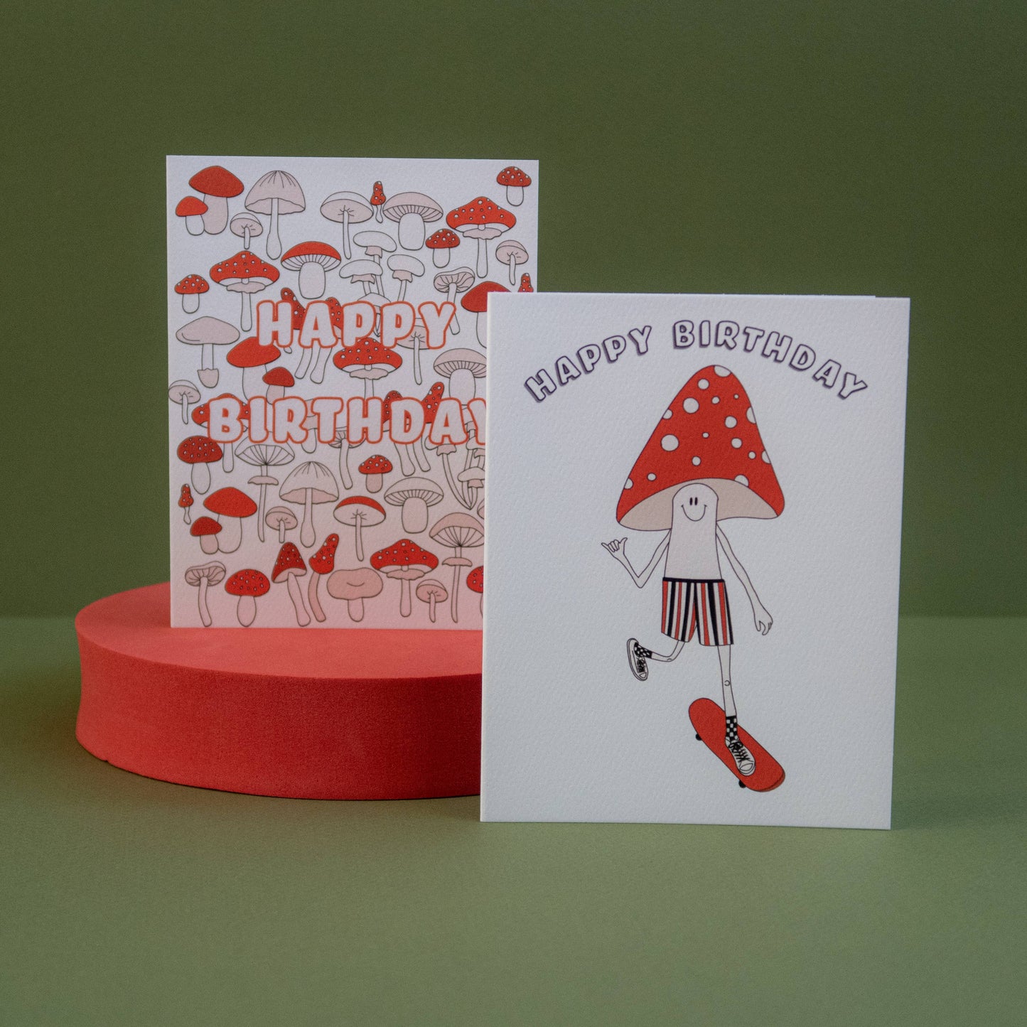 Mushroom Skating Birthday Card