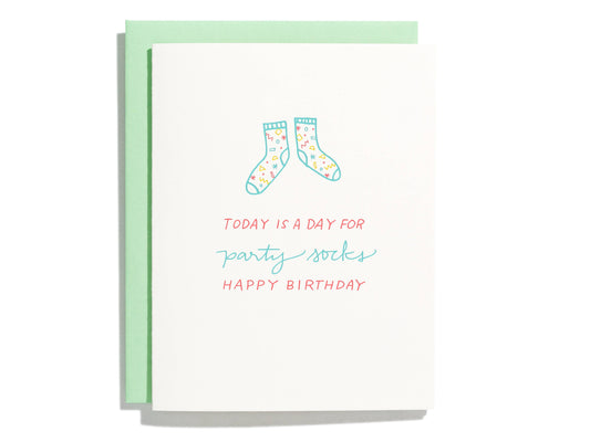 Party Socks Letterpress Birthday Card