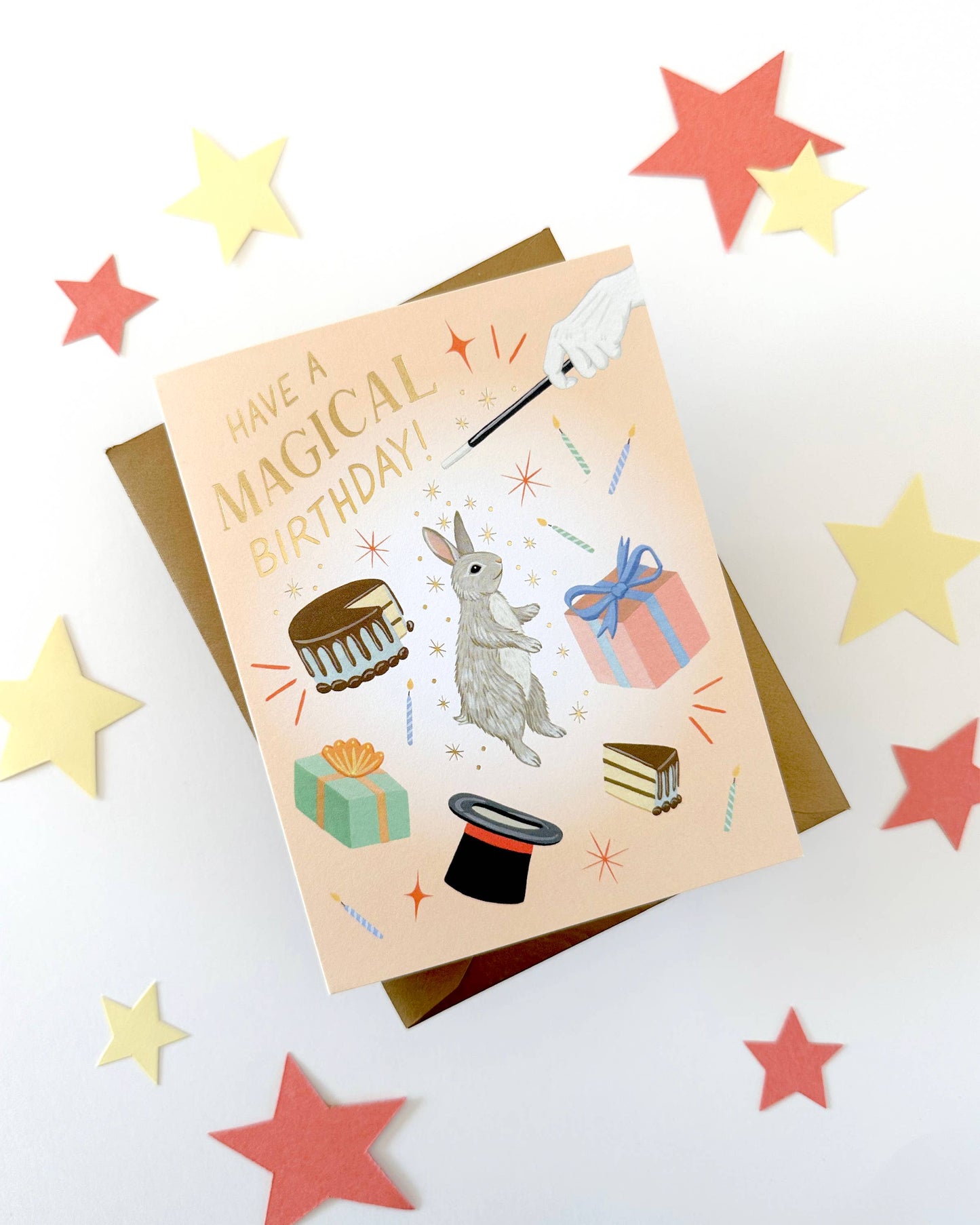 Magical Bunny Magician Top Hat Birthday Card *Foil Stamped*