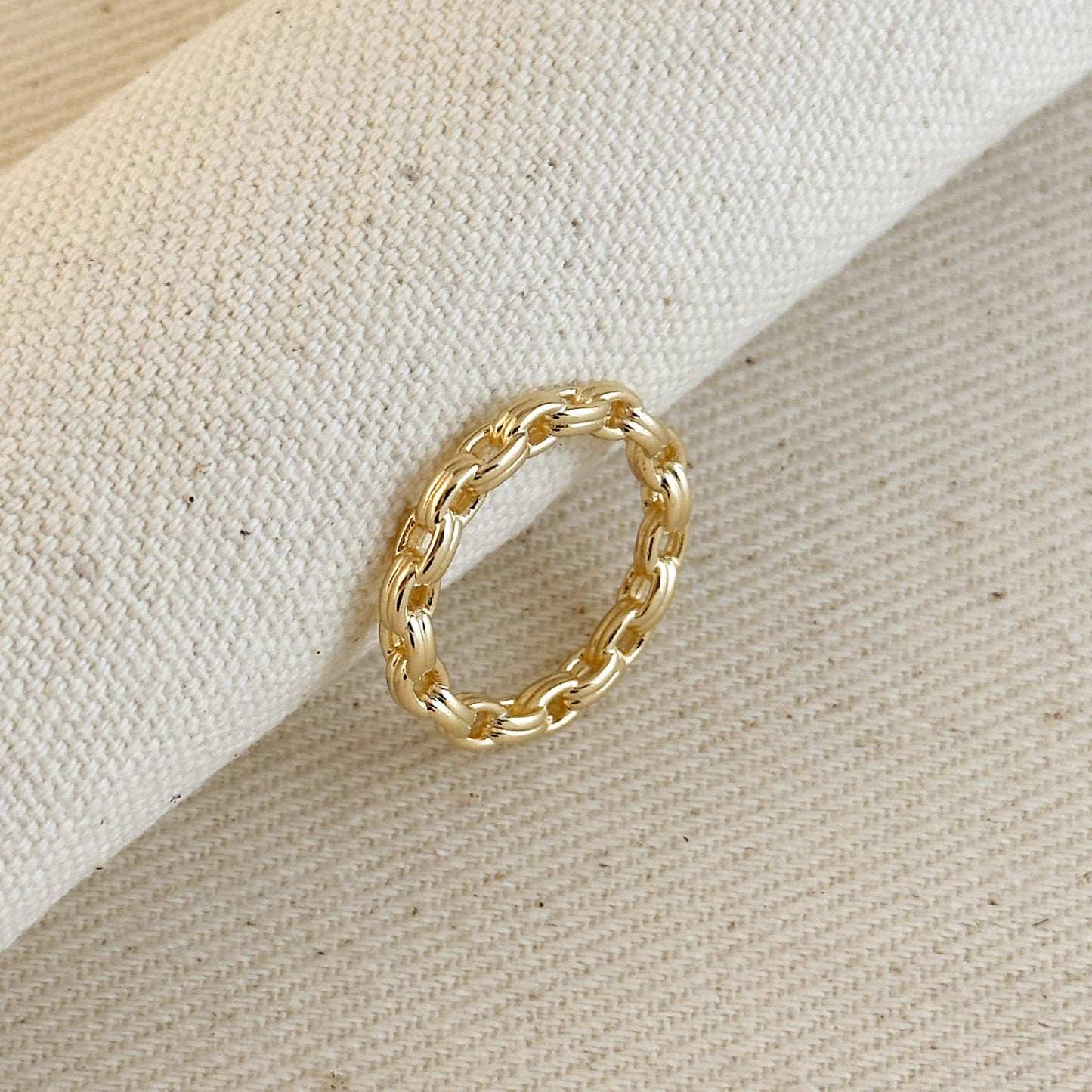 18k Gold Filled Double Link Chain Band Ring | 6