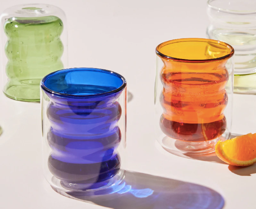 Colored Double Layer Glass Cup | Amber