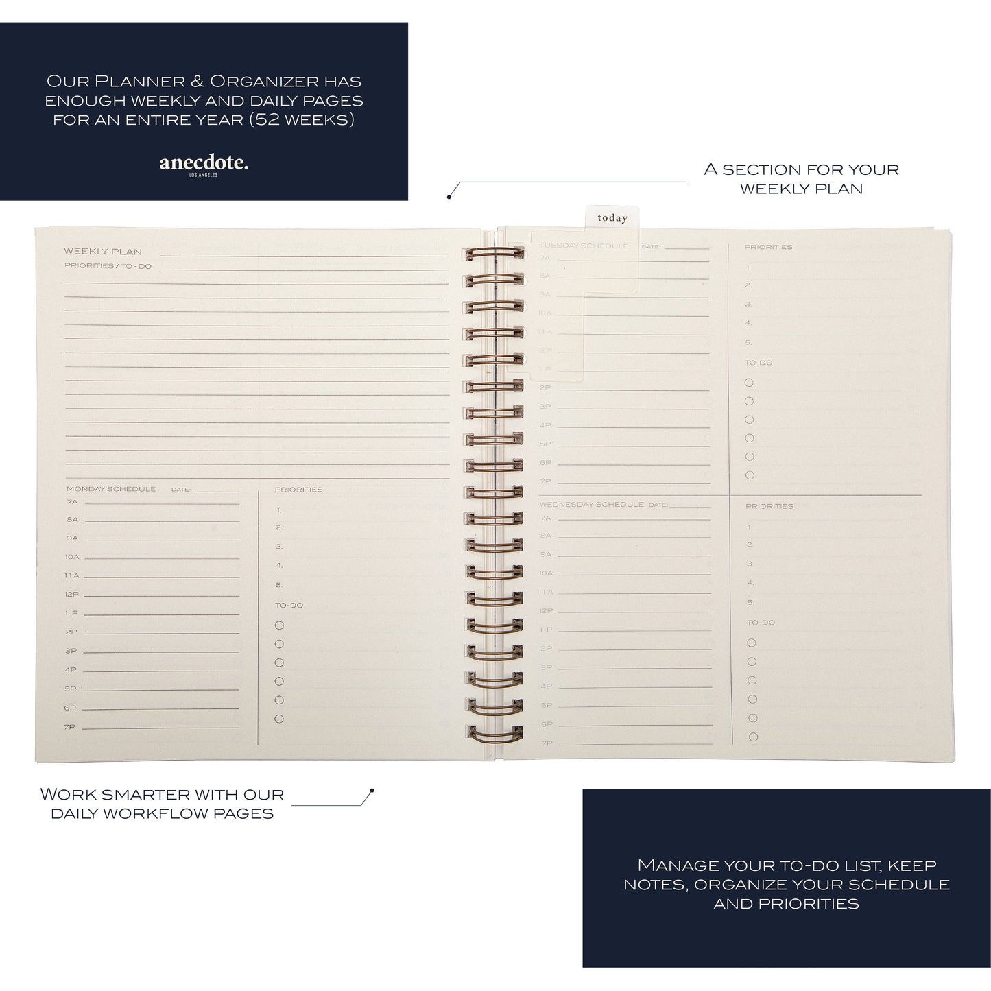 The Yearly Planner -Undated 52 week planner - Spiral Bound : Olive