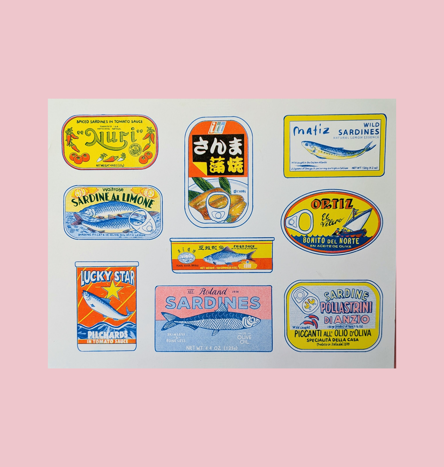 Tinned Fish | 8.5"x11" Risograph Print