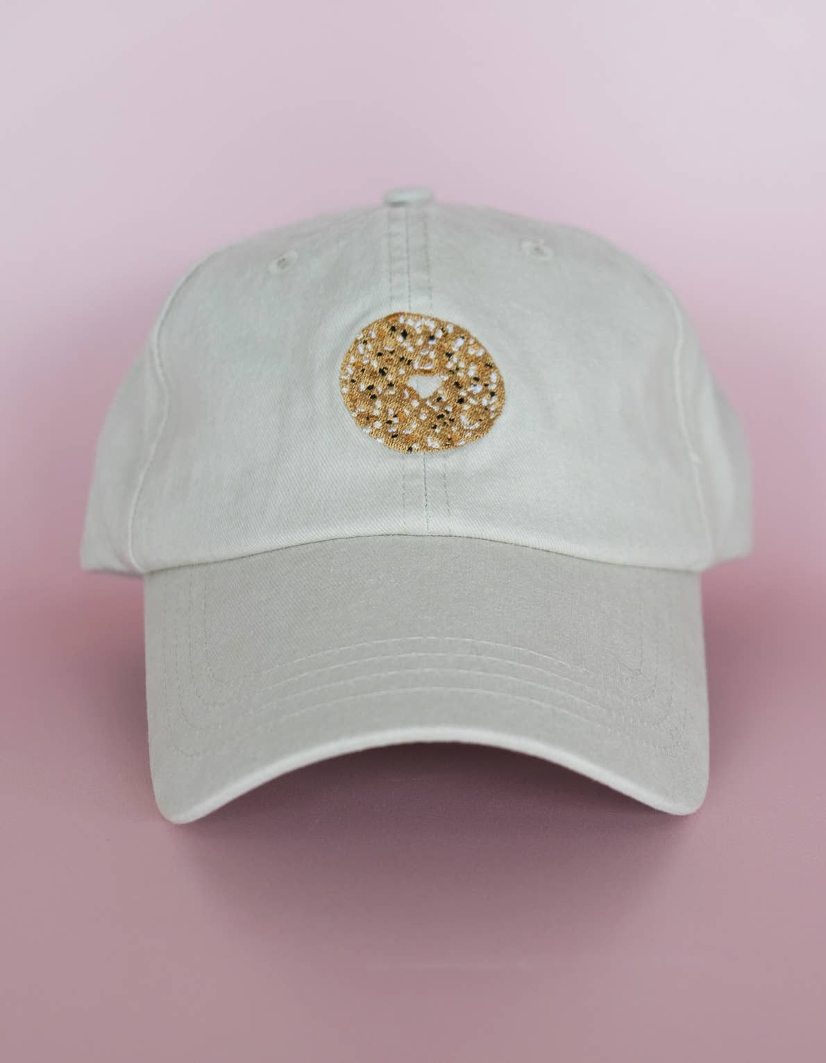 Everything Bagel Embroidered Hat, Khaki