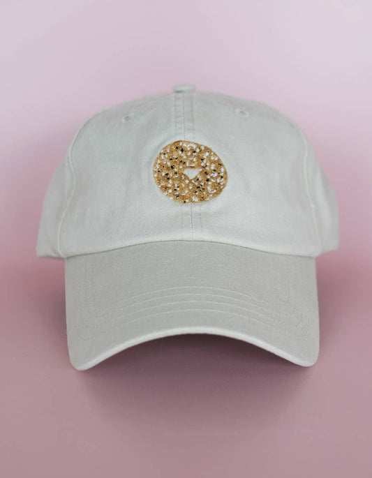 Everything Bagel Embroidered Hat, Khaki