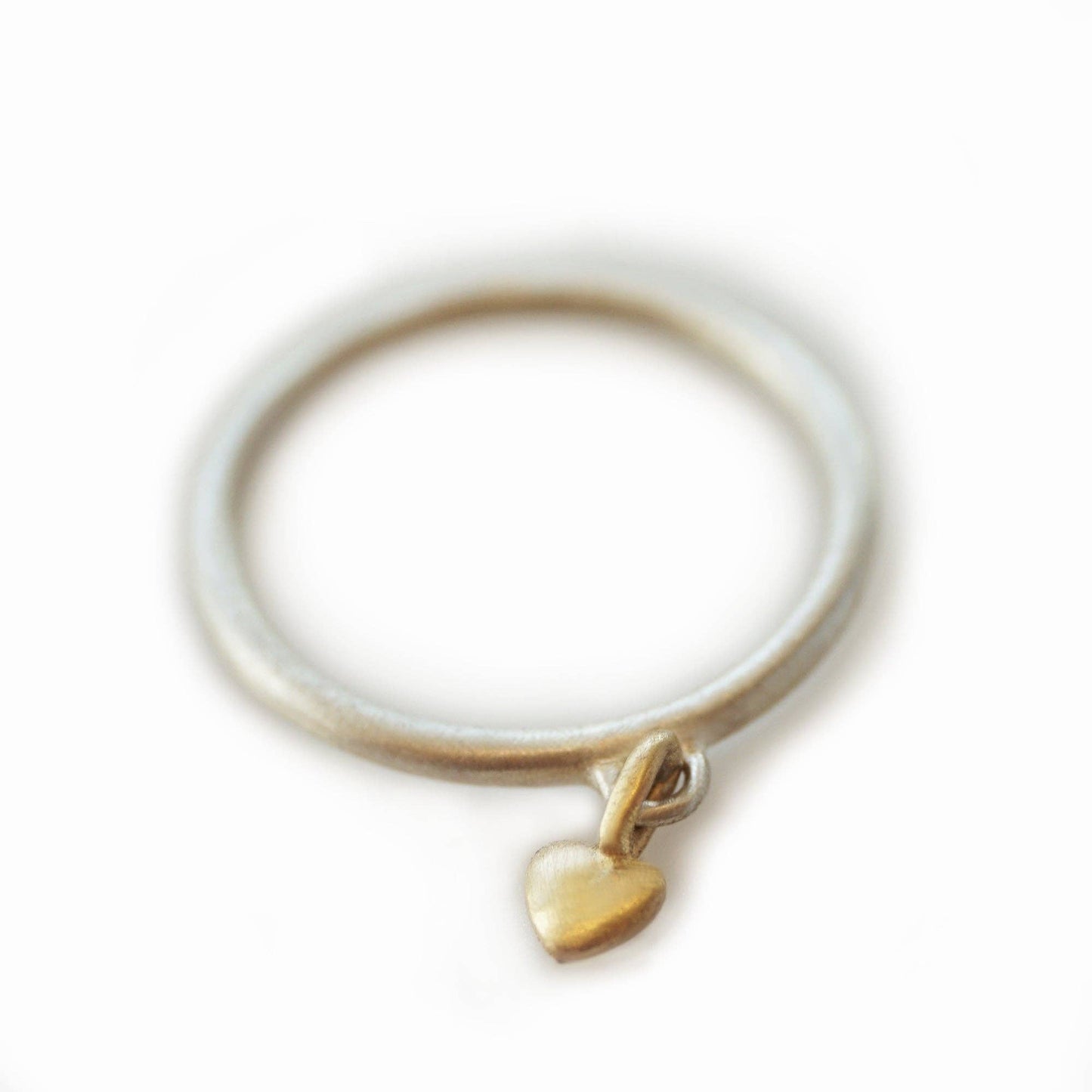 Mini Puffy Heart Charm Ring in 10K Gold and Sterling Silver | 10K Yellow / 6