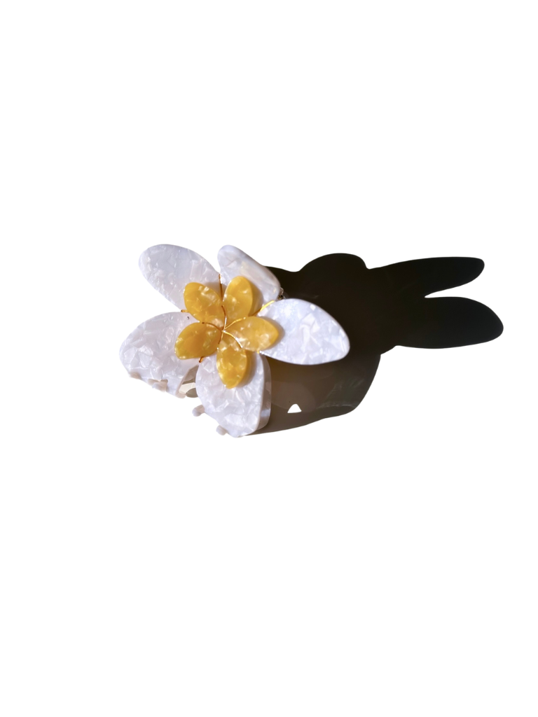 Hand-painted Frangipani Flower Claw Hair Clip | Eco-Friendly: Blue