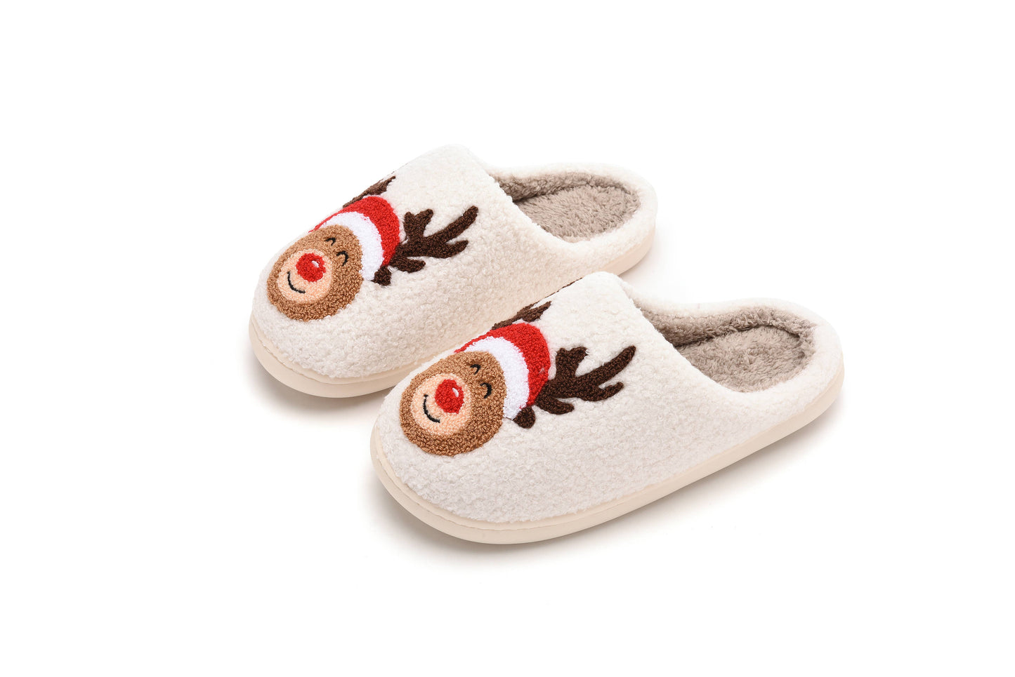 Christmas Red Reindeer House Slippers | Medium