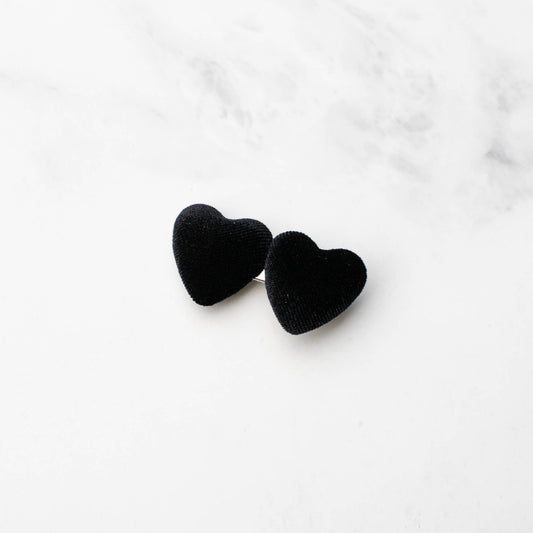 Double Velvet Heart Hair Pin | Black