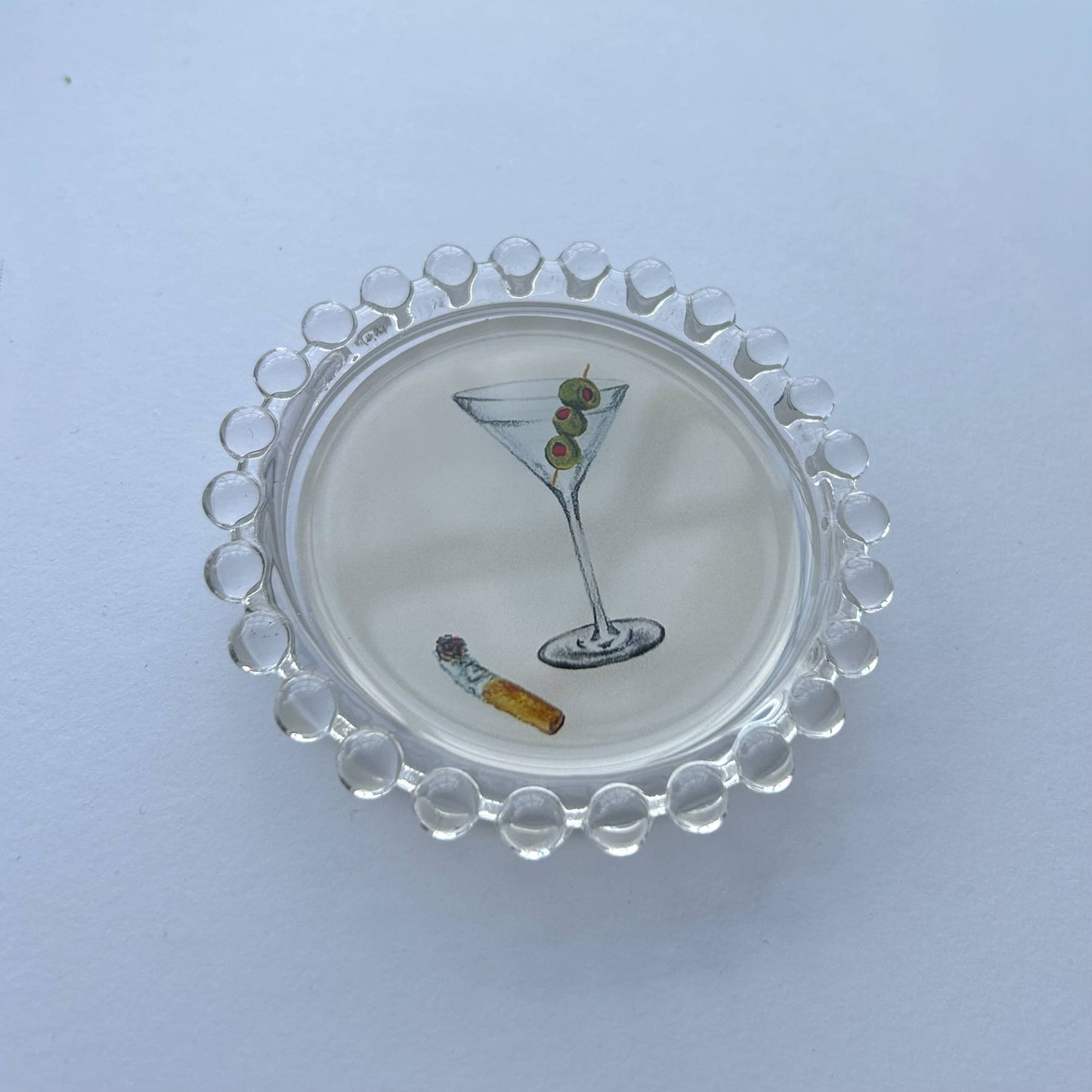 Martini & Cigarette Trinket Dish, 4": Cream