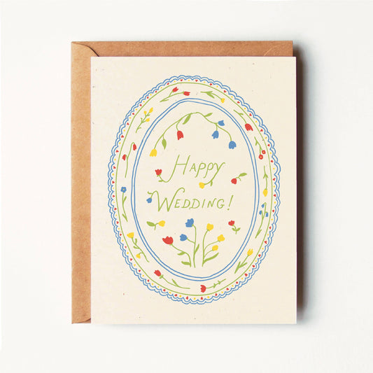 Happy Wedding - Floral Greeting Card - Eco-Friendly
