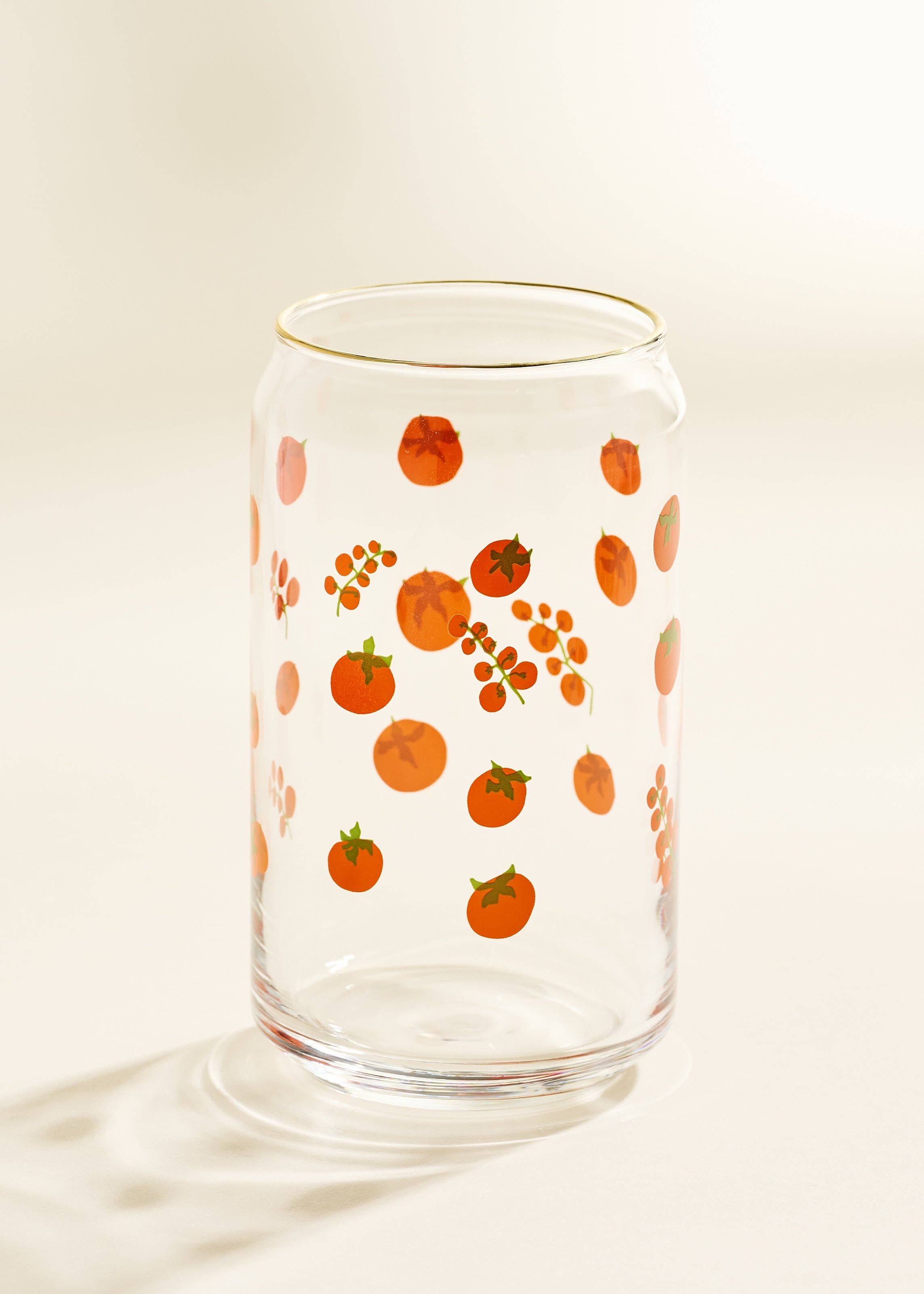 Tomato Gold Rimmed Soda Can Glass - Thumbnail 4