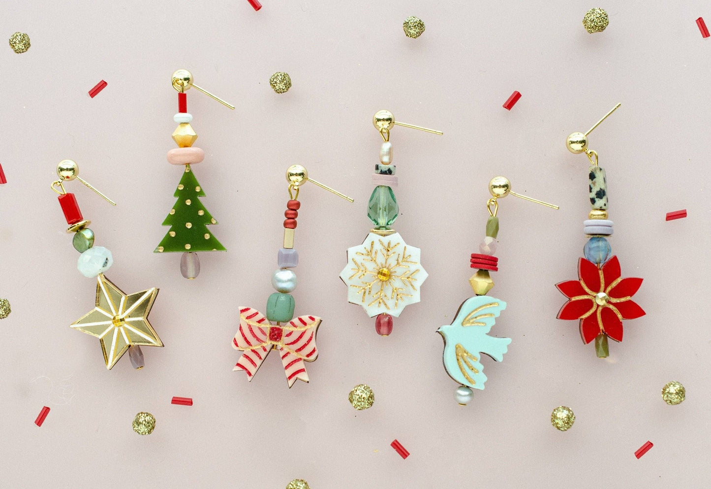 Christmas Acrylic Mix and Match Earrings| Bow