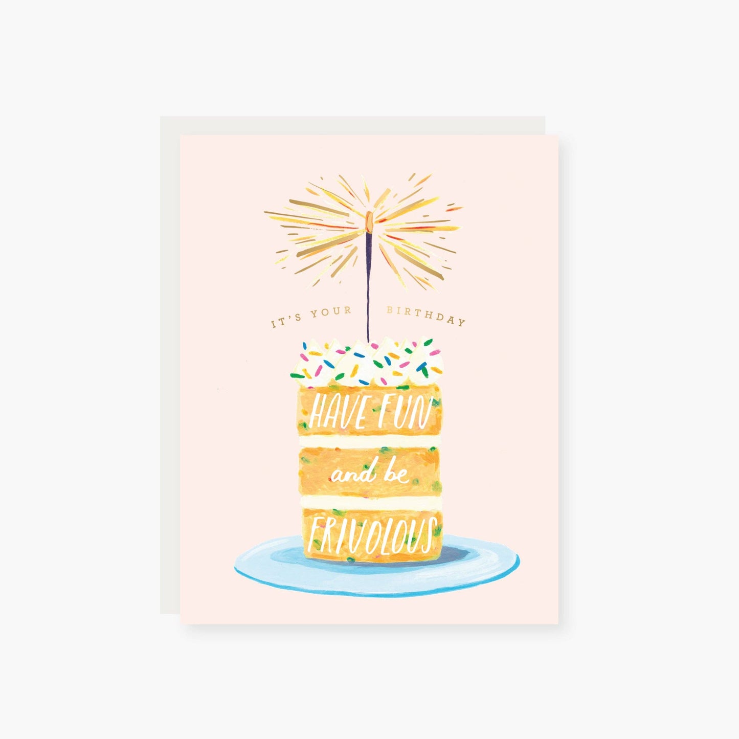 Fun and frivolous sparkler cake Birthday Card: Single