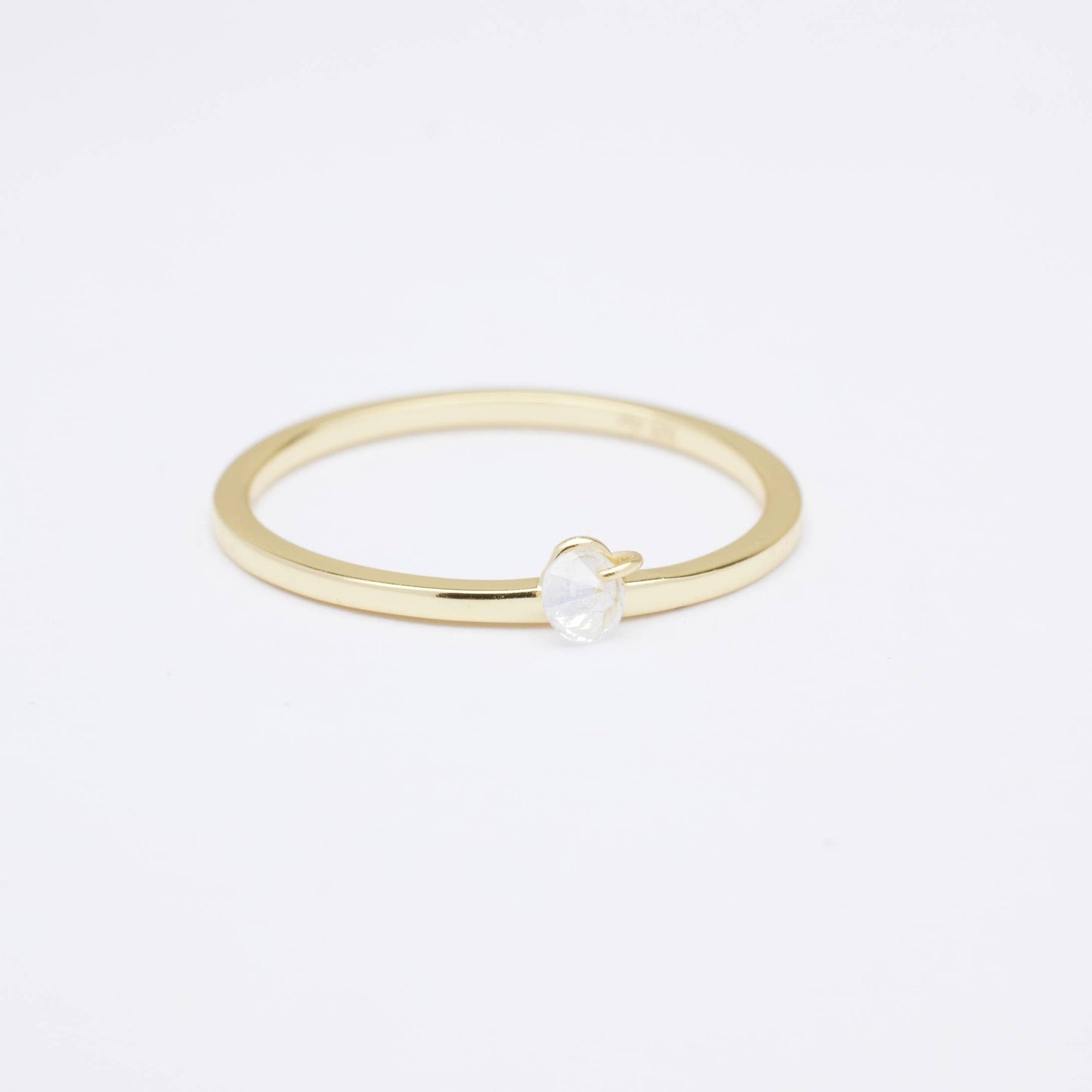 Moon Dangle CZ Stone Gold Ring: 6