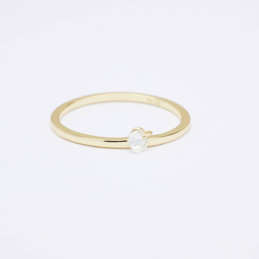 Moon Dangle CZ Stone Gold Ring: 8