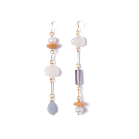 Moonstone, Angelite and Yellow Jade, Composition Earrings