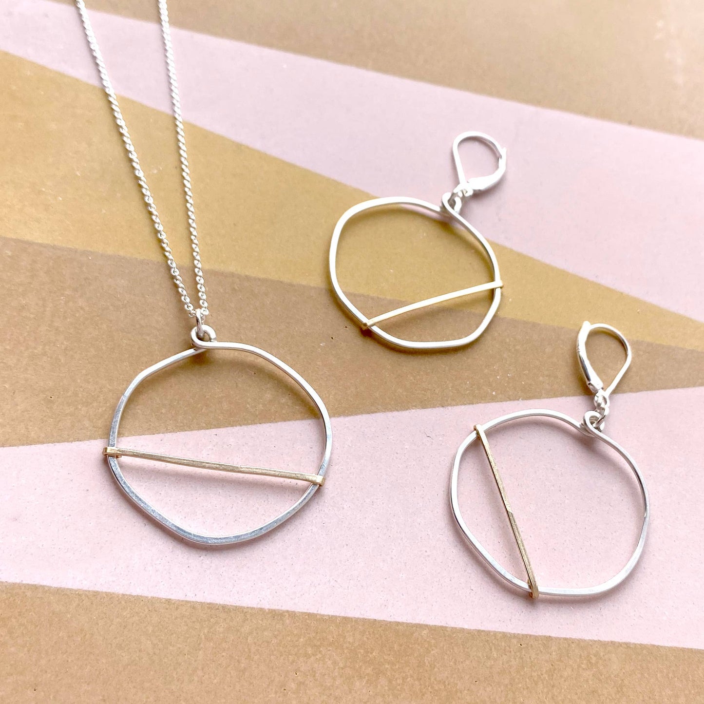 Golden Optimist Circle Earrings | Silver & Gold Mixed Metal