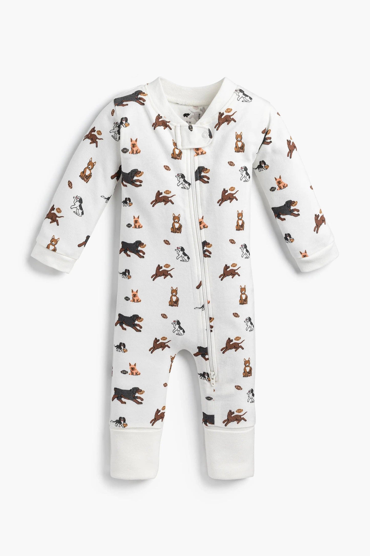 One-Piece Baby Pajamas_Football Pups: Unisex / Football Pups / 0-3m