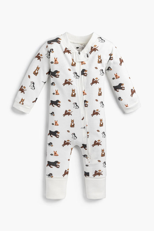 One-Piece Baby Pajamas_Football Pups: Unisex / Football Pups / 3-6m