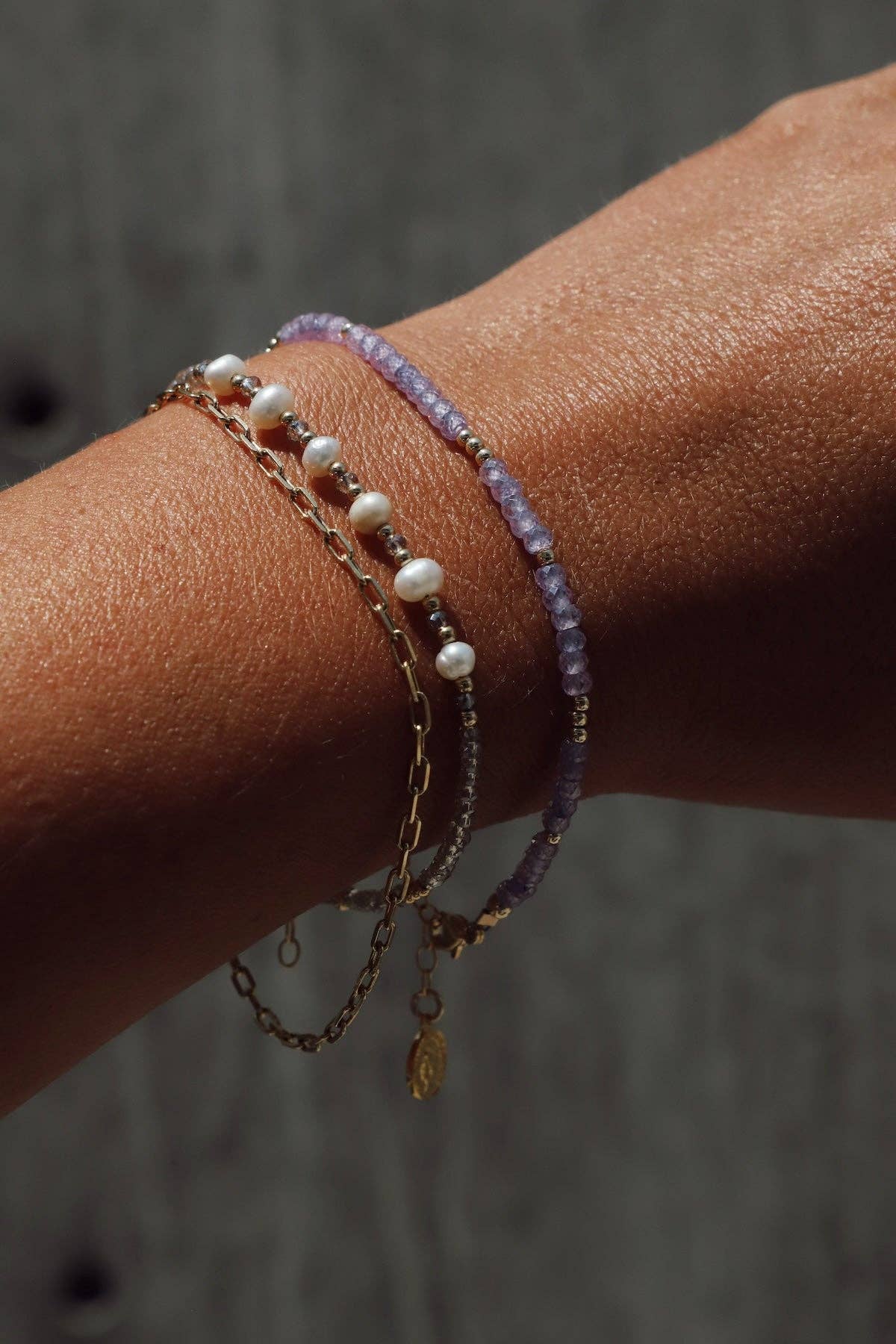 LAVENDER AMETHYST QUARTZ BEADED BRACELET