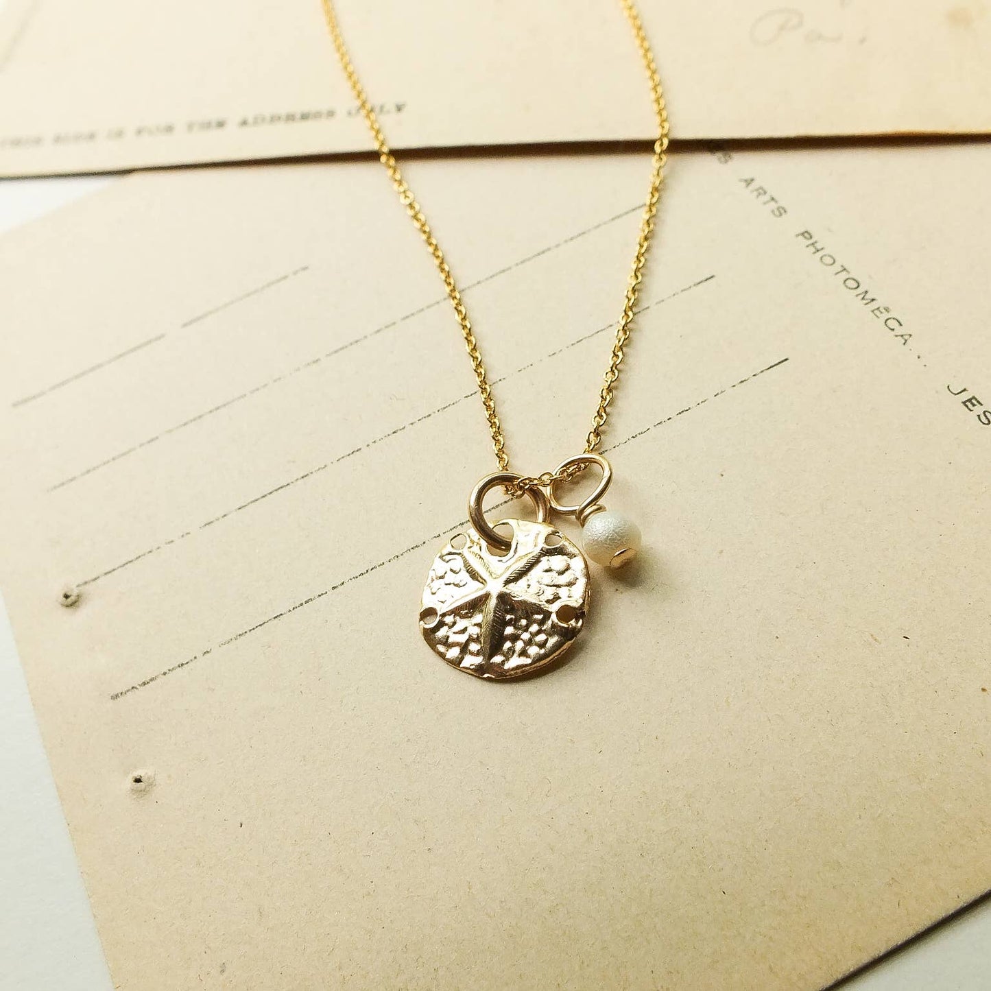 Sand Dollar Sea Necklace: Gold Fill