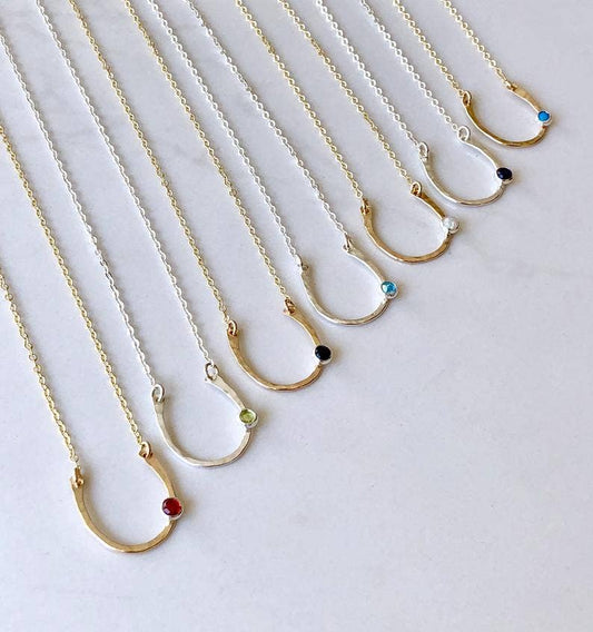 Lucky Horseshoe Necklace-14kt gold fill: Moonstone