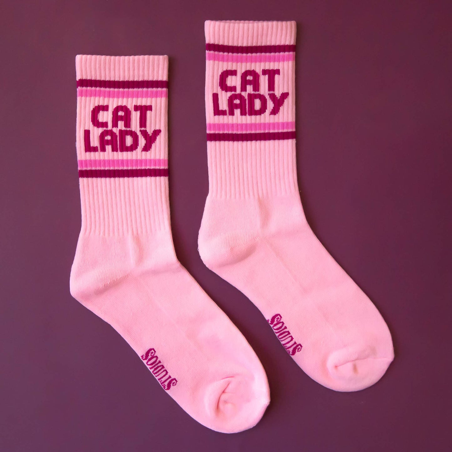 Cat Lady Striped Ribbed Crew Socks