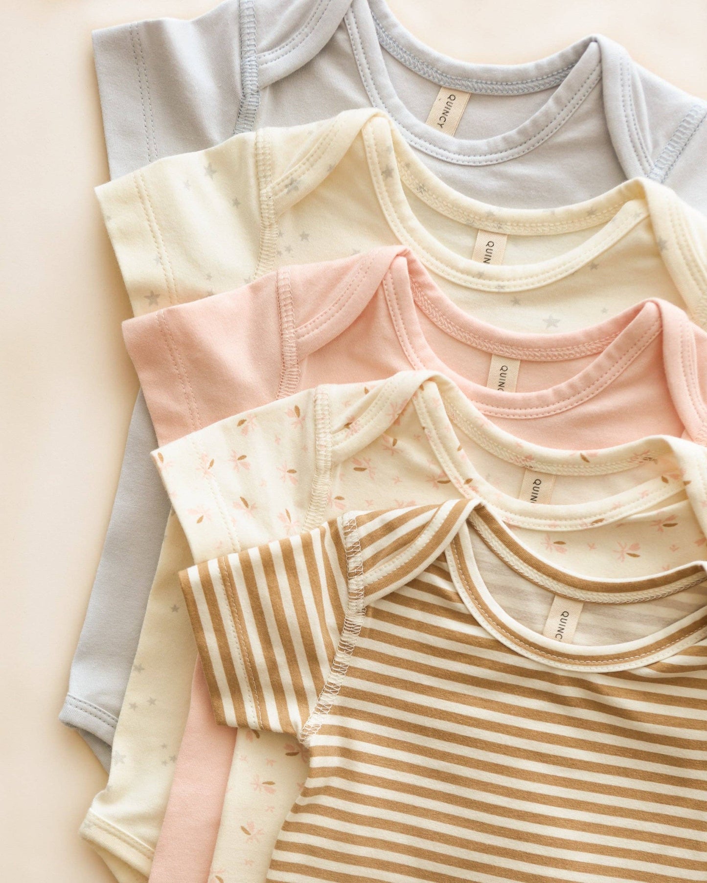 Short Sleeve One-Piece Honey Stripe: 3-6M