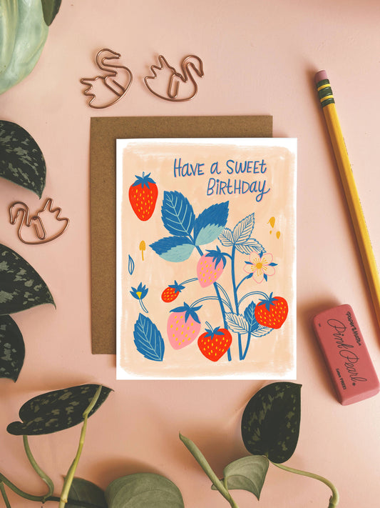 Have A Sweet Birthday Strawberry Greeting Card