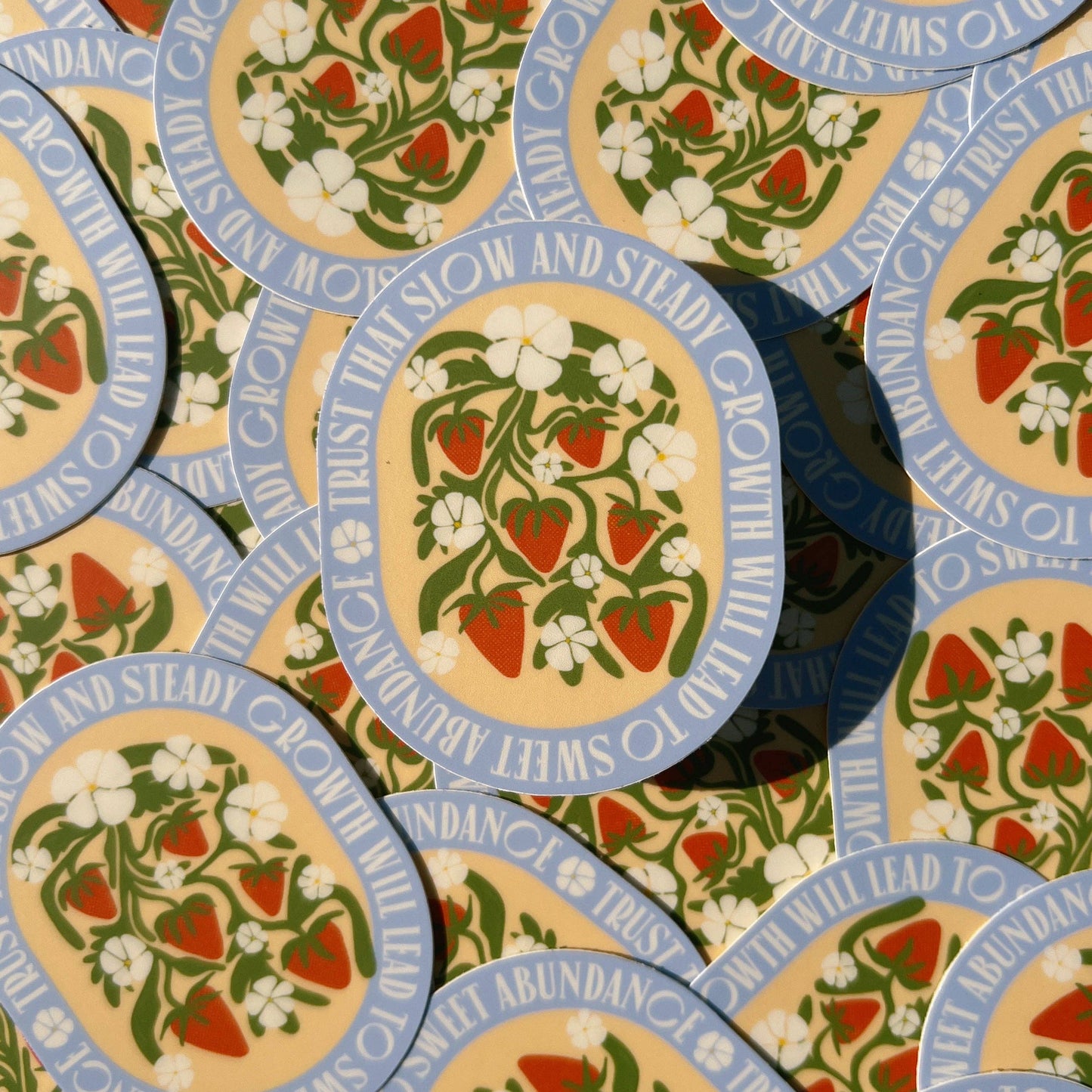 Strawberry Abundance Quote Vinyl Sticker