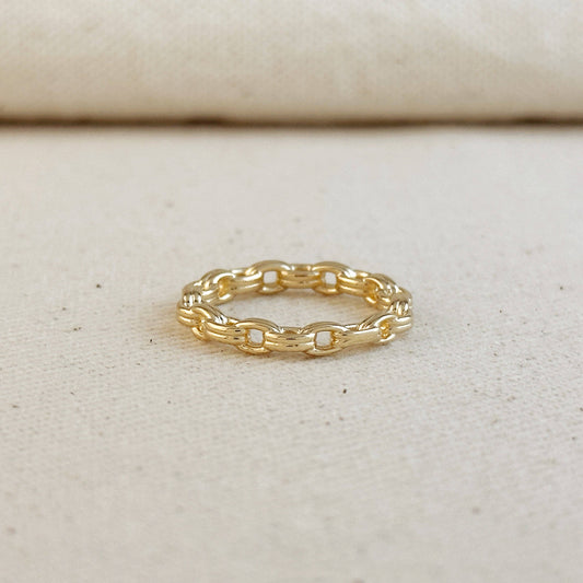 18k Gold Filled Double Link Chain Band Ring | 6