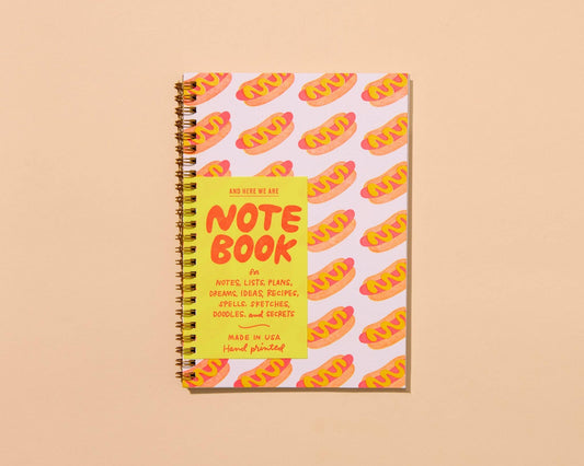 Letterpress A5 Spiral Notebook | Hot Dogs