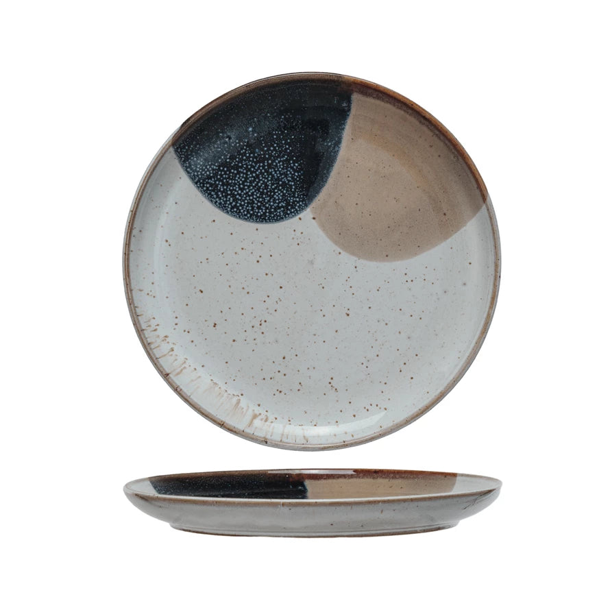 Stoneware Plate | Blue & Tan Glaze