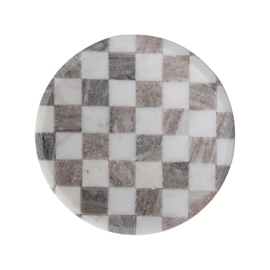 Marble Checkered Tray | Buff Color & White