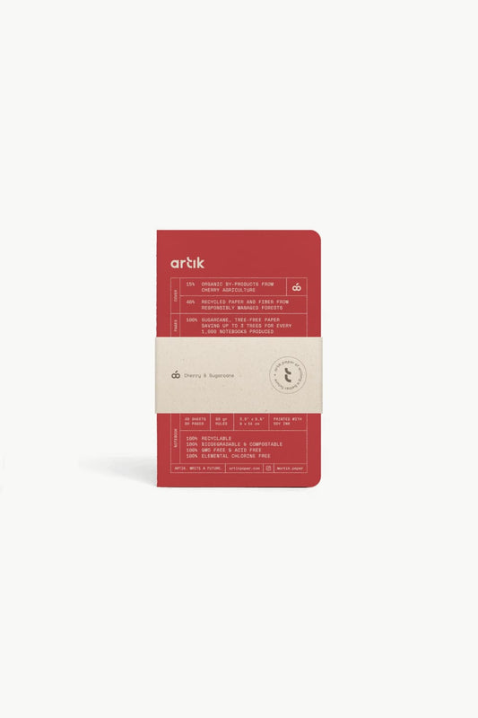 Artik Pack of 3 Pocket Singer Sewn Notebooks | Ruled | Cherry