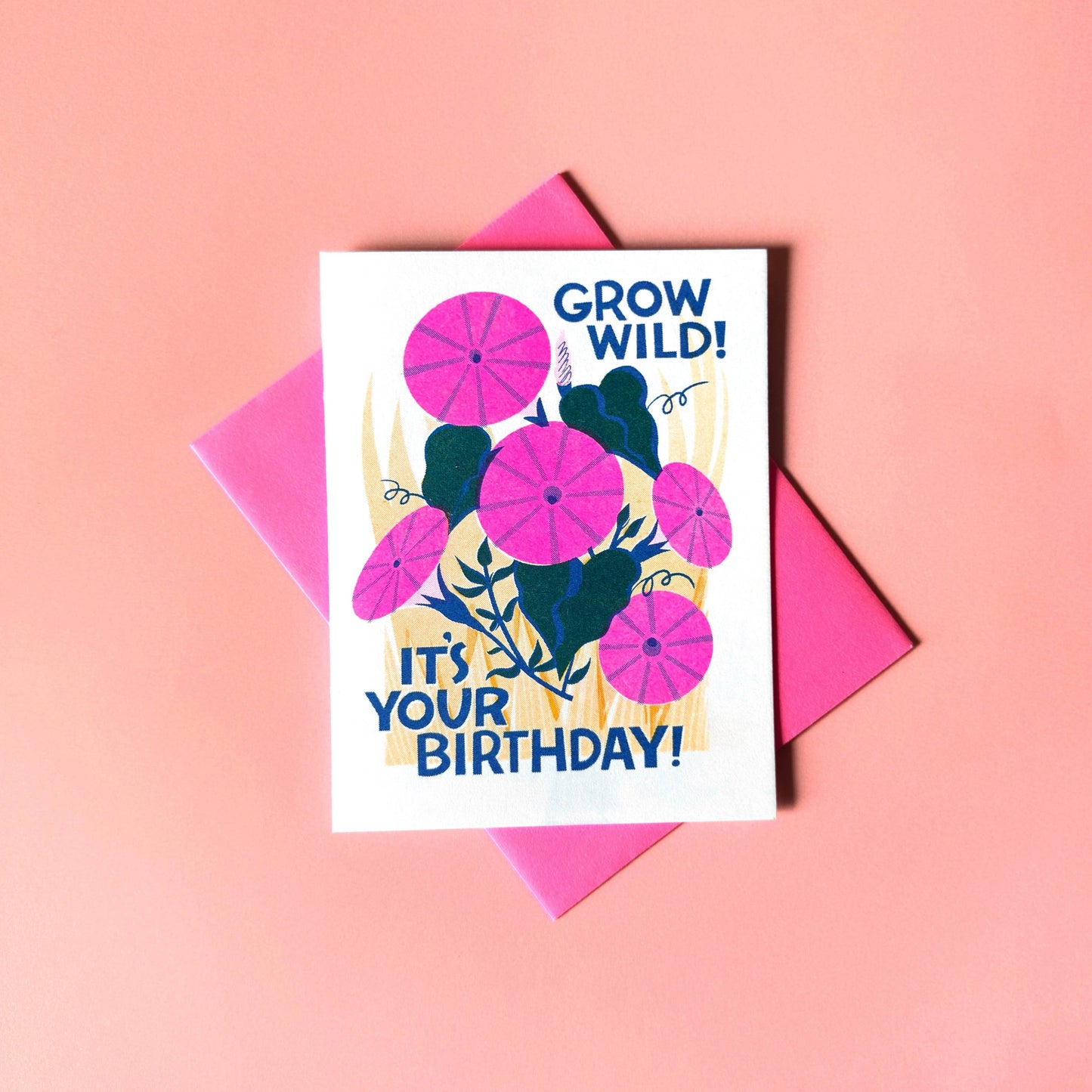 Wild Birthday Wildflower Risograph Greeting Card
